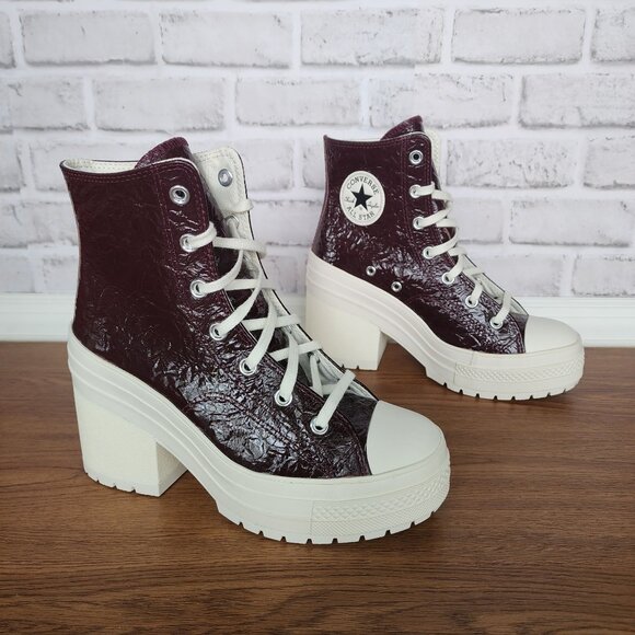 ⭐Converse Chuck 70 De Luxe Heel Crinkle Sz 6 Mens Boots Sneaker Burgundy A13387C - Picture 2 of 10